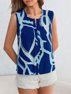 SHEIN Blue Abstract Print Sleeveless Camisole